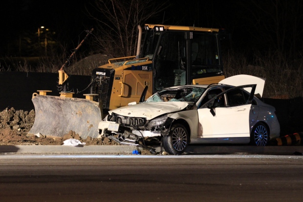 Car crashes into a bulldozer in Aurora