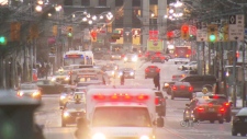 Vehicles in downtown Toronto traffic