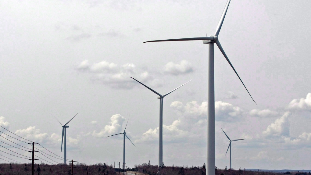 Wind turbines generate power on Dalhousie Mountain, N.S., on April 23, 2010. (The Canadian Press/Andrew Vaughan)