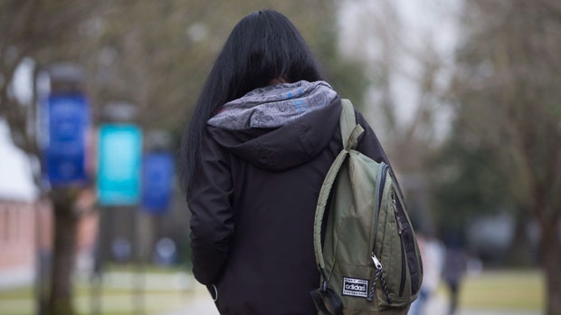A file image of a student carrying a backpack is shown. THE CANADIAN PRESS/Darryl Dyck