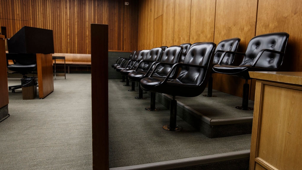 A jury box in a courtroom is photographed. THE CANADIAN PRESS/Jason Franson
