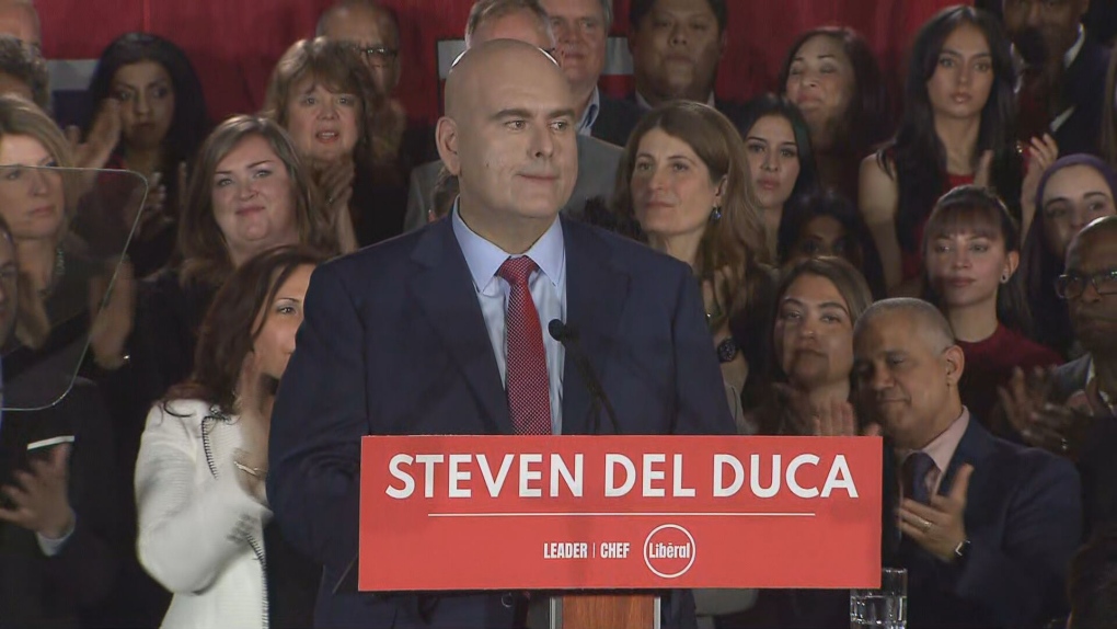 Ontario Liberal Party Leader Steven Del Duca speaks at an in-person gathering of candidates and volunteers at a Toronto hotel on Saturday, March 26, 2022.
