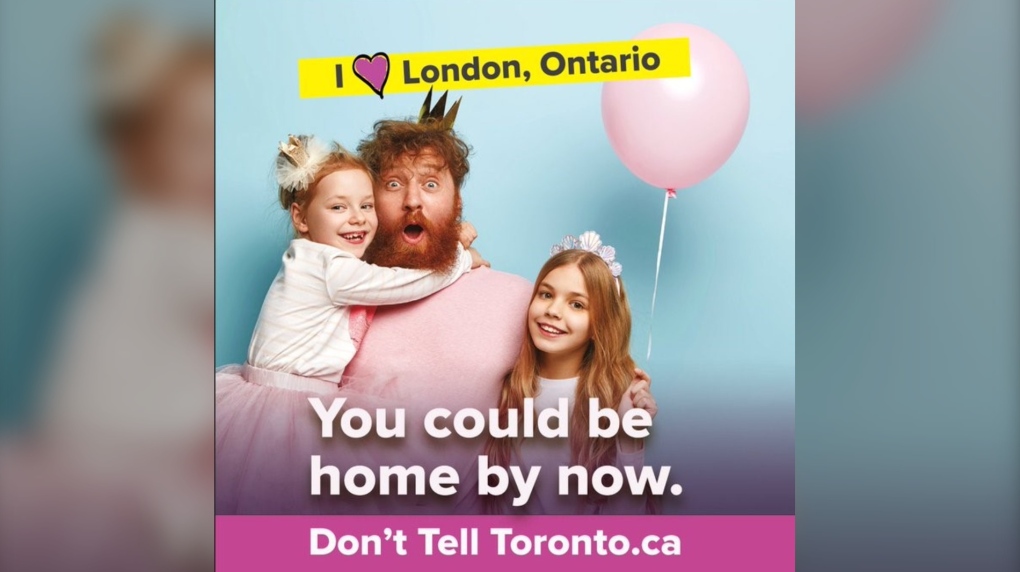 The London Economic Development Corporation published this 'Don't Tell Toronto' ad on social media in September.  (X/@LondonEDC) 