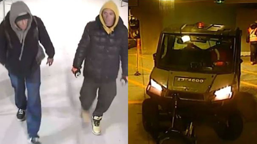 Two suspects allegedly stole an ATV from a secured room at Ajax GO on Oct. 8, 2023. (Durham Regional Police Service)