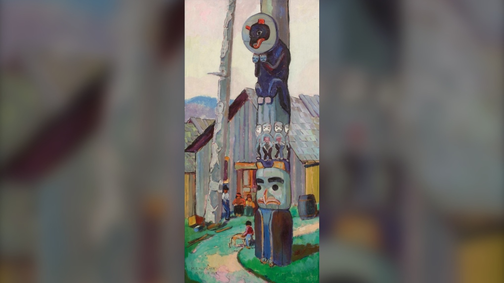 An image of 'The Totem of the Bear and the Moon' by Emily Carr is pictured. The painting recently sold for $3.12 million at a Toronto auction. (Handout /Cowley Abbott ) 
