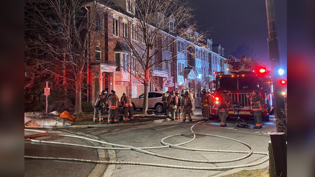 A one-alarm fire broke out shortly before 12:30 a.m. on March 23 at a residence on Brussels Street, which is south of The Queensway and west of Park Lawn Road. (Mike Nguyễn/CP24)