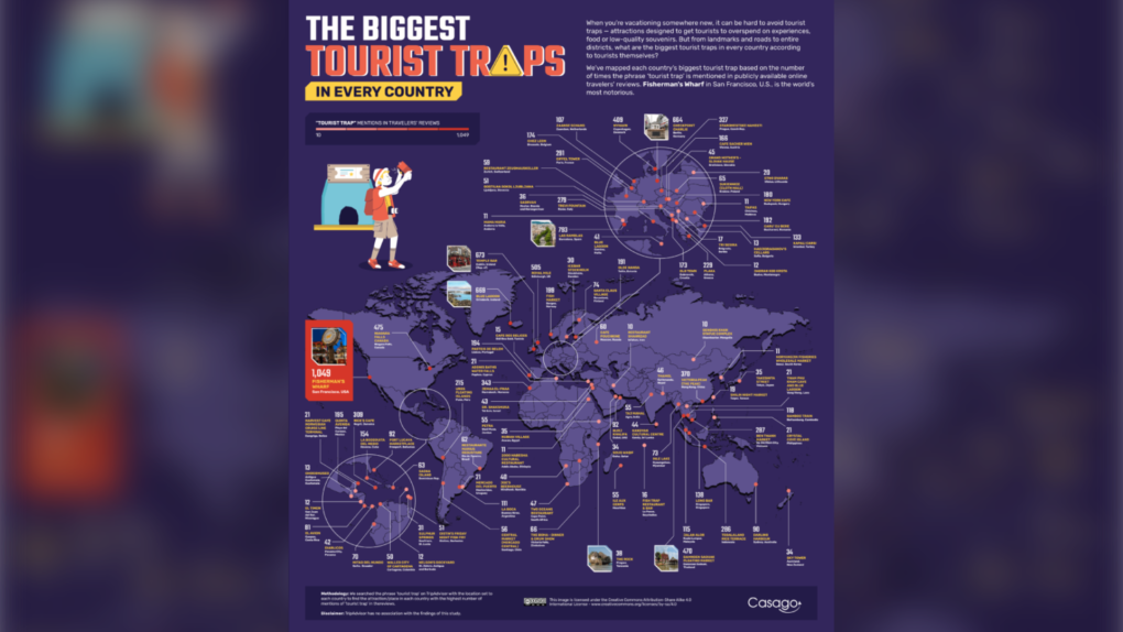 the biggest tourist traps map