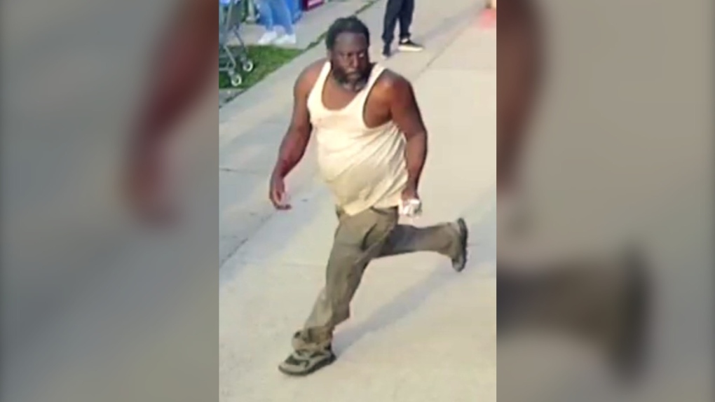 Police are searching for a suspect who allegedly put a person in a chokehold on a TTC bus on June 2, 2023. (Toronto Police Service)