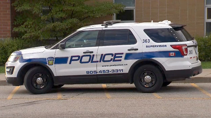 A police cruiser outside a Brampton school after a boy reported he was assaulted on September 26, 2018.