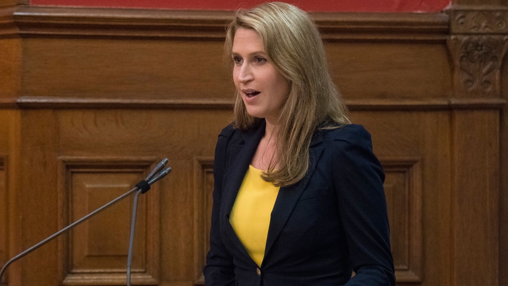 Caroline Mulroney is sworn into her new role as Ontario's Minister of Transportation, as well as Francophone Affairs, in at Queen's Park in Toronto on Thursday, June 20, 2019. THE CANADIAN PRESS/ Tijana Martin