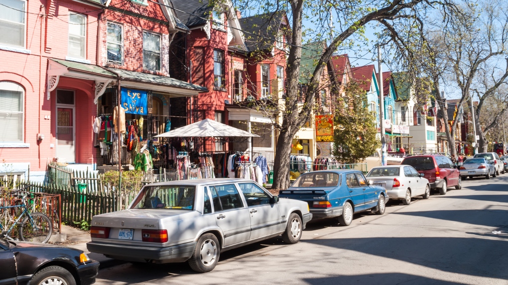 Houses and shops in Kensington in Toronto, Ontario, Canada. (Courtesy of Deymos/Dreamstime)