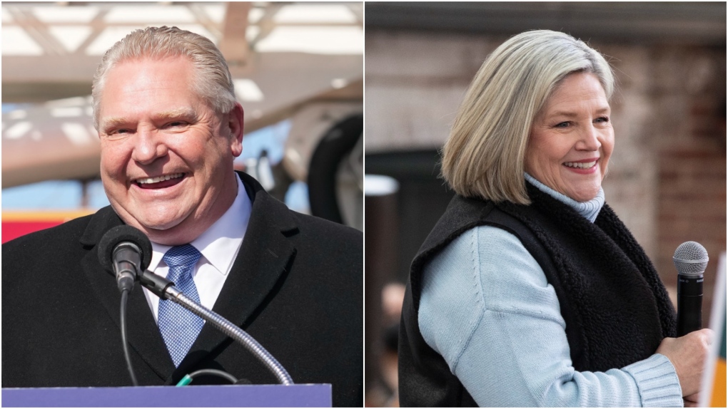 Ontario PC Leader Doug Ford and Ontario NDP Leader Andrea Horwath are seen in these photographs. (Nathan Denette and Chris Young/The Canadian Press)