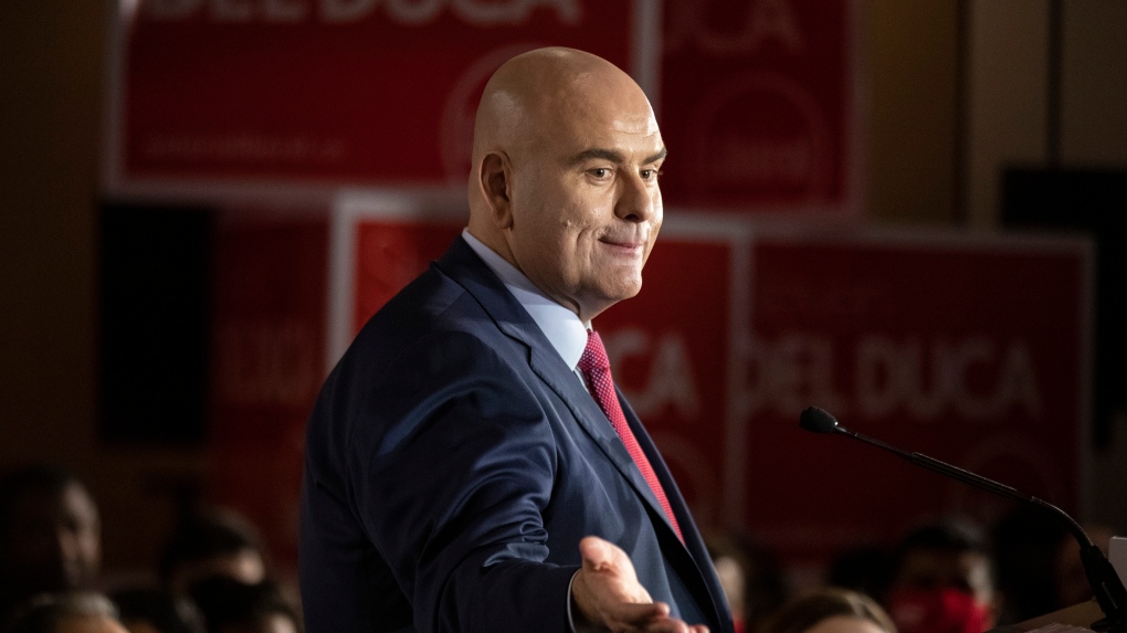 Ontario Liberal Party Leader Steven Del Duca speaks in Toronto, Saturday, March 26, 2022, as the party announces its first platform plank ahead of the provincial election. THE CANADIAN PRESS/Chris Young 