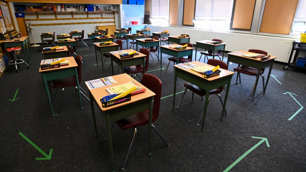 A grade six class room is shown during the COVID-19 pandemic on Monday, Sept. 14, 2020. THE CANADIAN PRESS/Nathan Denette