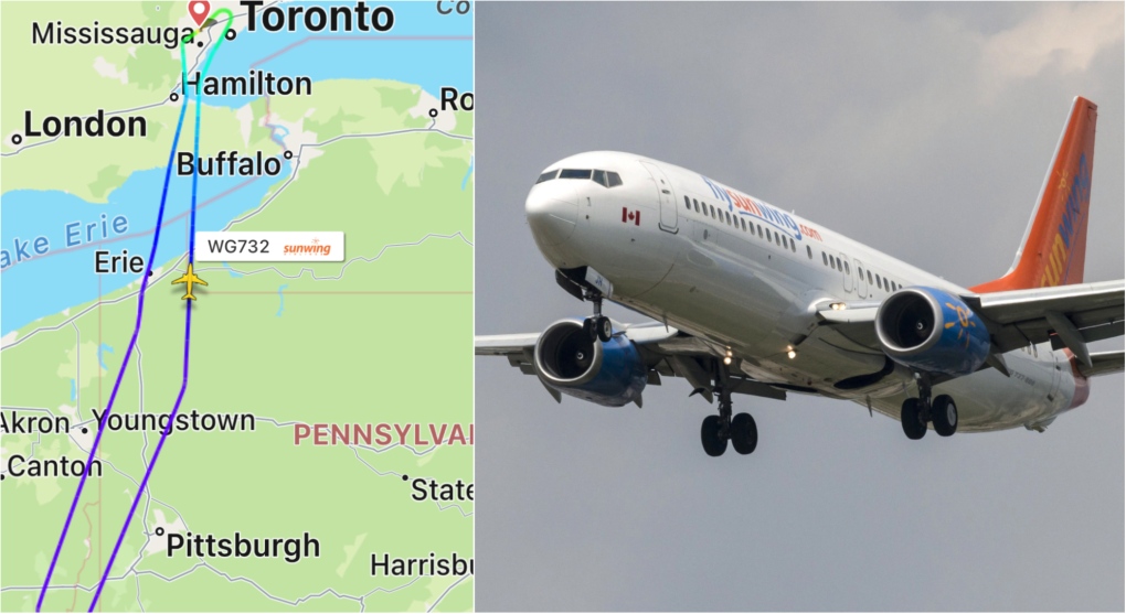 A Sunwing flight was forced to return to Toronto on Jan. 27 after experiencing engine issues. (FlightRadar24)