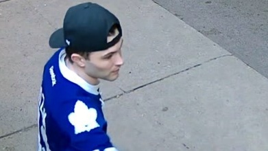 A suspect wanted in connection with an assault in The Beaches is seen in this surveillance image. (Toronto Police Service)