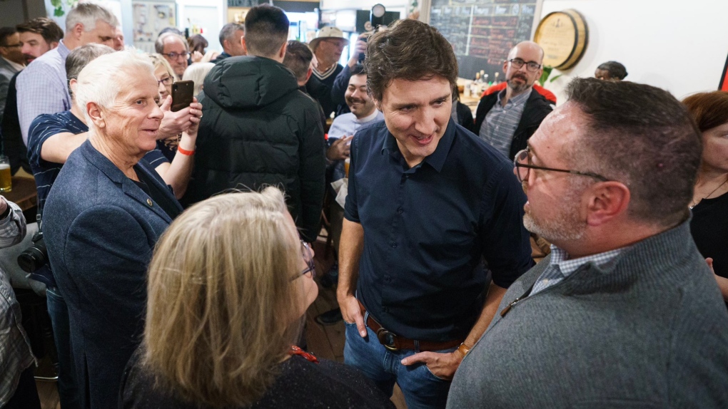 Prime Minister Justin Trudeau supports Liberal candidate Robert Rock at an Ontario brewery. (X/@JustinTrudeau)