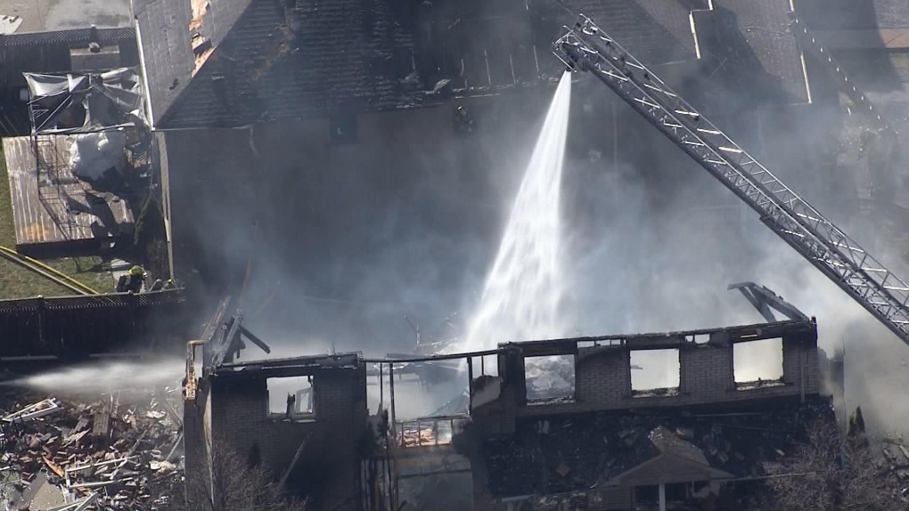 Watch: Fire crews battle house fire in Brampton