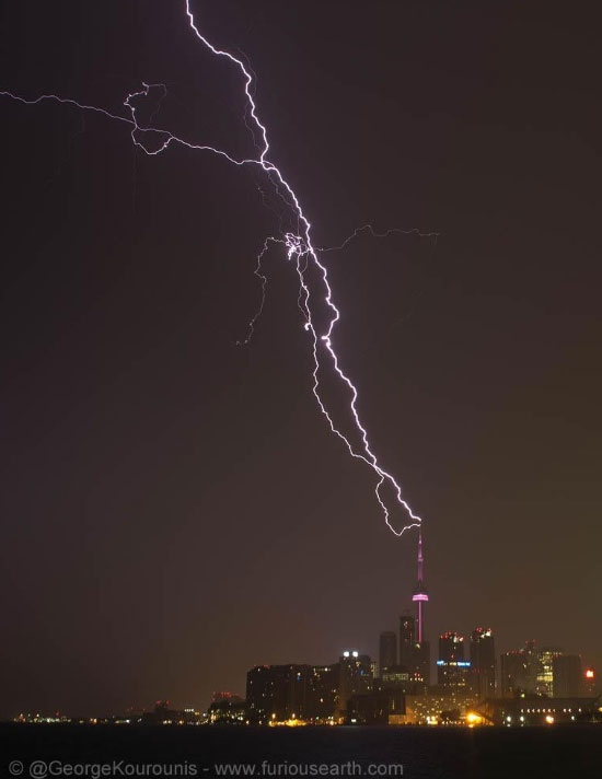 Lightning strikes the CN Tower