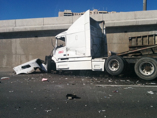 Aftermath of the truck crash