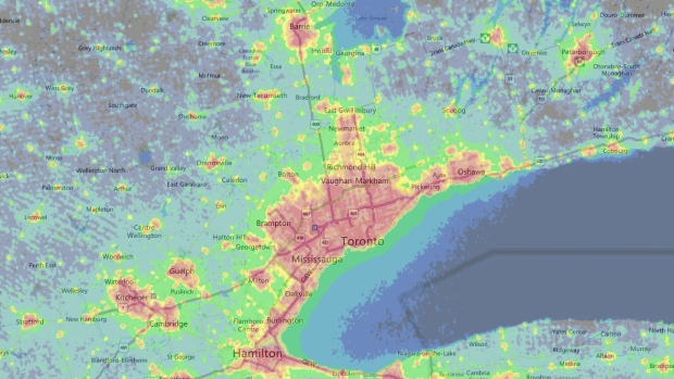 Light pollution in Toronto