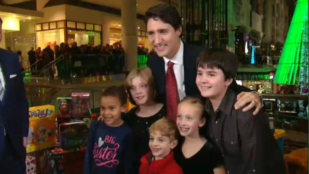 Justin Trudeau at Toy Mountain drive in Toronto